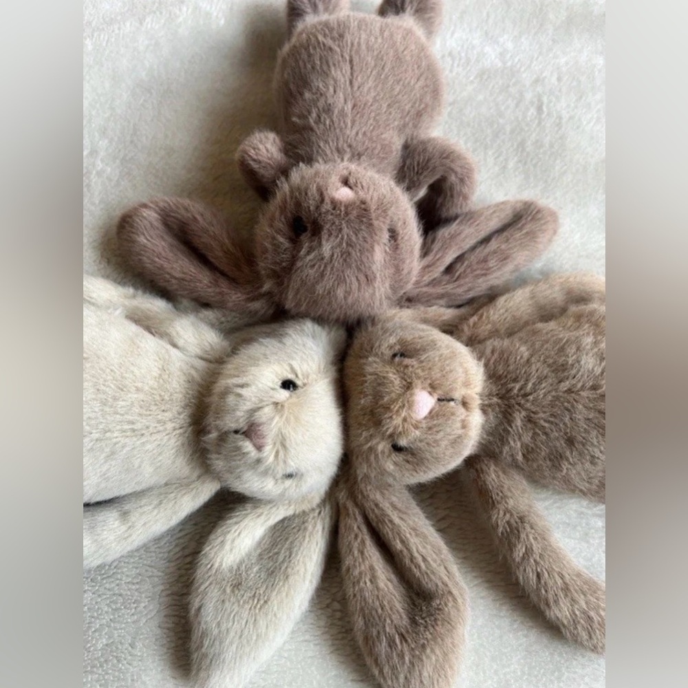 Jellycat Bundle-3 Flufflet Bunny Trio-BNWT. Oat, Wheat and Fawn Authentic